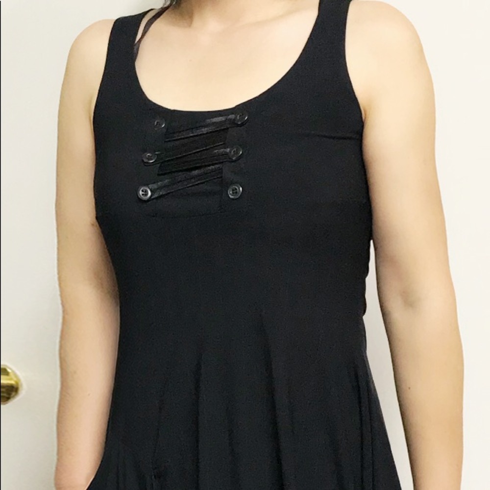 SunLight Paris Draped Asymmetrical Black Dress S